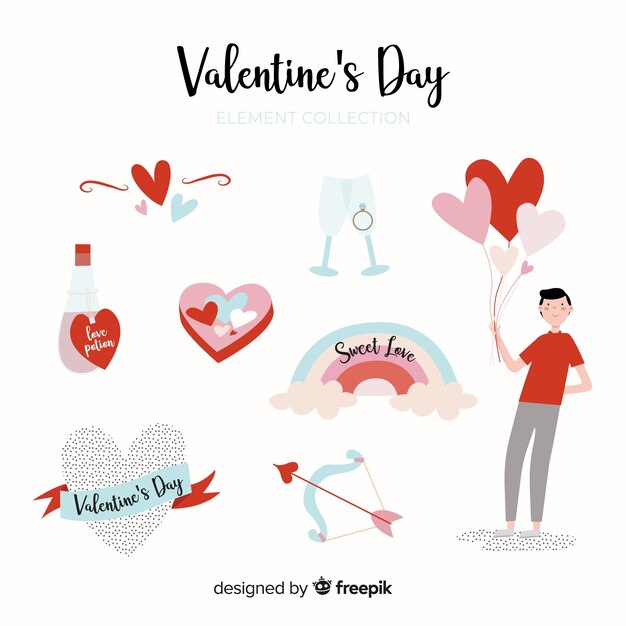 Colección de elementos de san valentín dibujados a mano