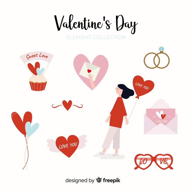 Colección de elementos de san valentín dibujados a mano