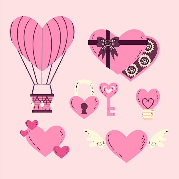 Colección de elementos de san valentín dibujados a mano