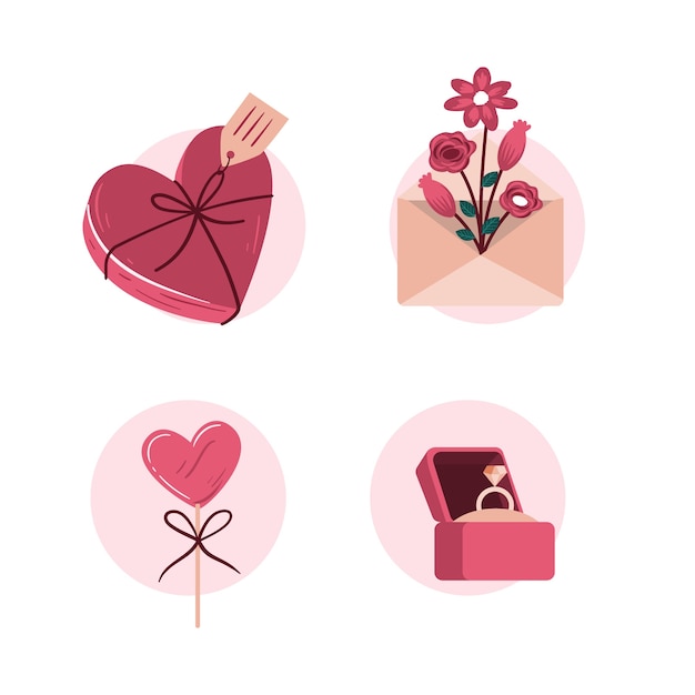Colección de elementos de san valentín dibujados a mano