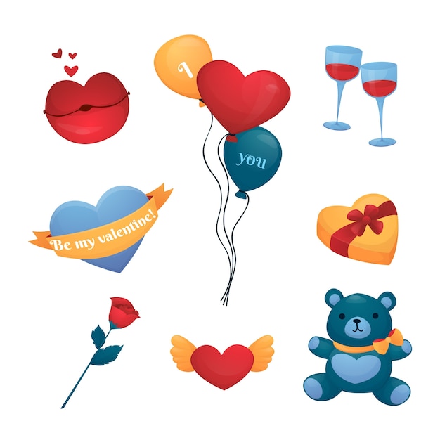 Colección de elementos de san valentín dibujados a mano