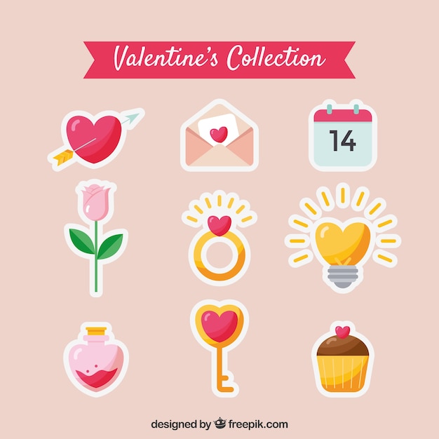 Vector gratuito colección de elementos de san valentín