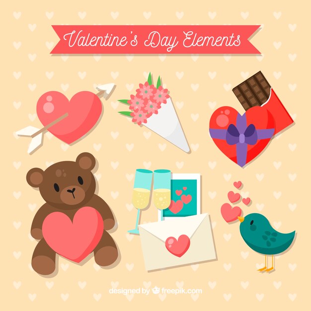 Colección de elementos de san valentín