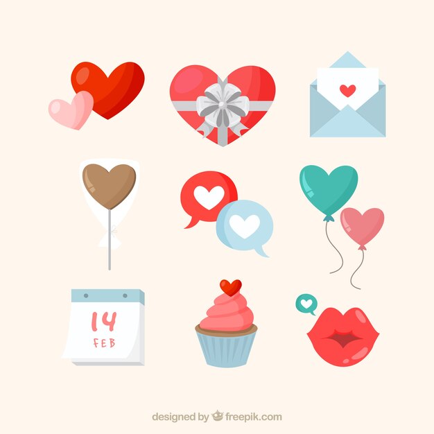 Colección de elementos de san valentín