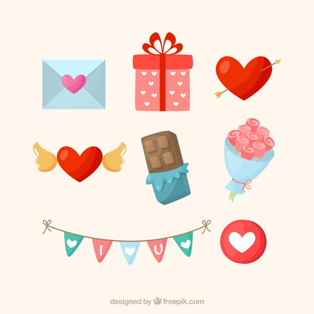 Colección de elementos de san valentín