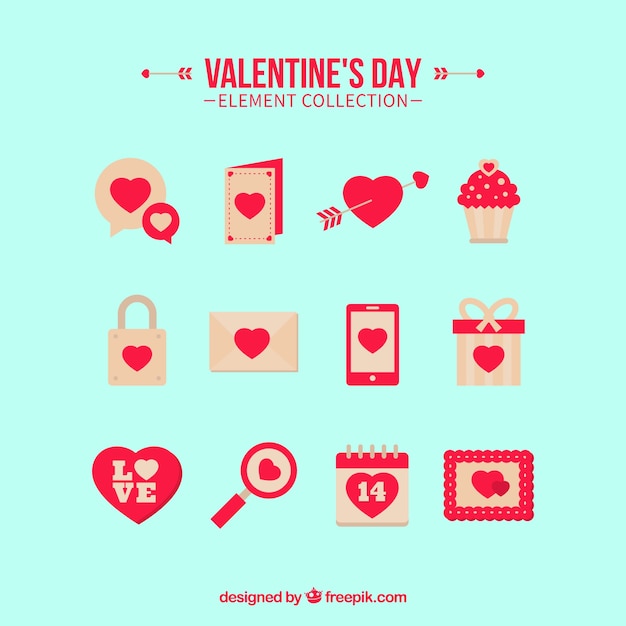 Vector gratuito colección de elementos de san valentín