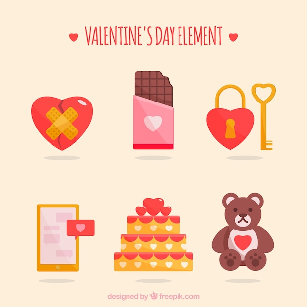 Vector gratuito colección de elementos de san valentín