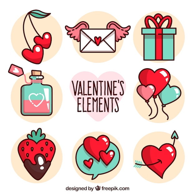 Vector gratuito colección de elementos de san valentín