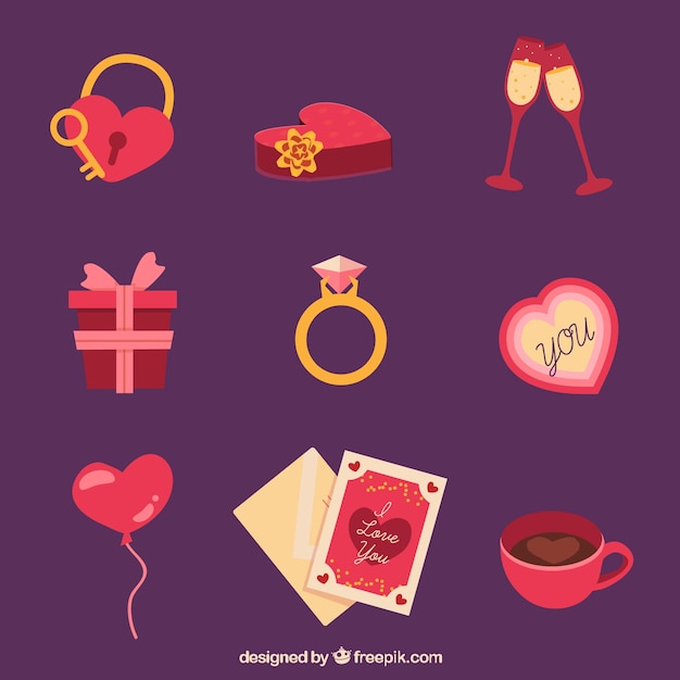 Vector gratuito colección de elementos de san valentín