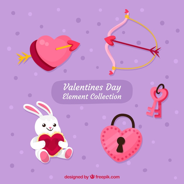 Vector gratuito colección de elementos de san valentin