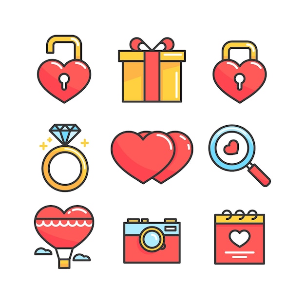 Colección de elementos de san valentín