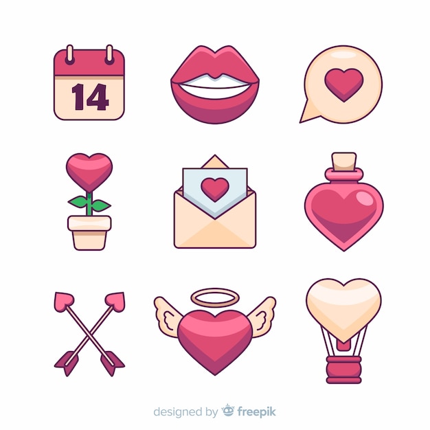 Vector gratuito colección elementos san valentín