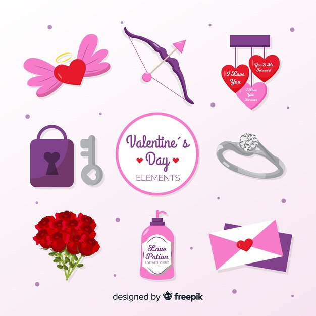 Vector gratuito colección elementos san valentín