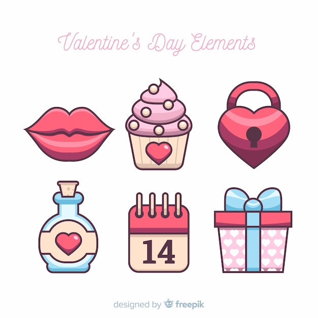 Vector gratuito colección elementos san valentín