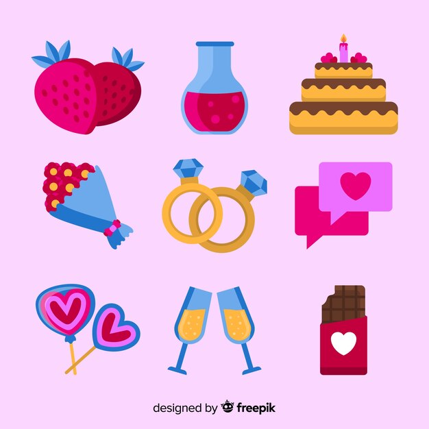 Colección de elementos de san valentin