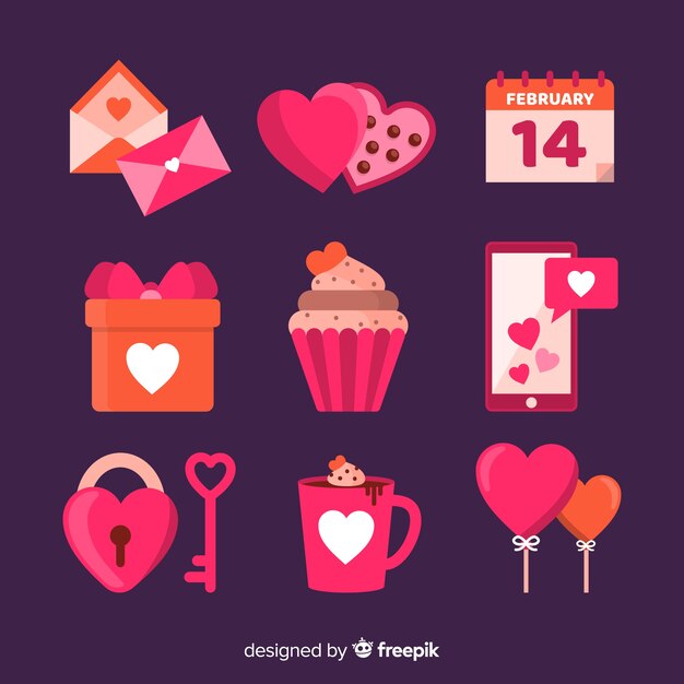 Colección de elementos de san valentin