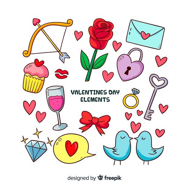 Colección de elementos de san valentin