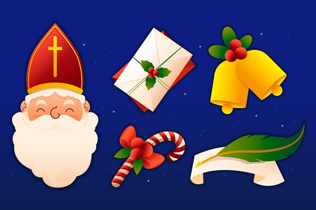 Colección de elementos de sinterklaas de gradiente