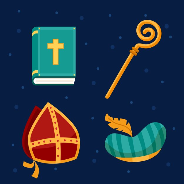 Colección de elementos sinterklaas planos