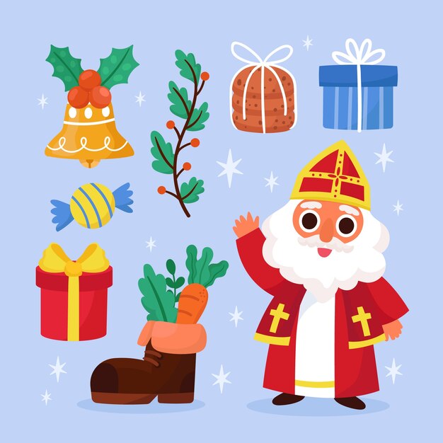 Colección de elementos sinterklaas planos