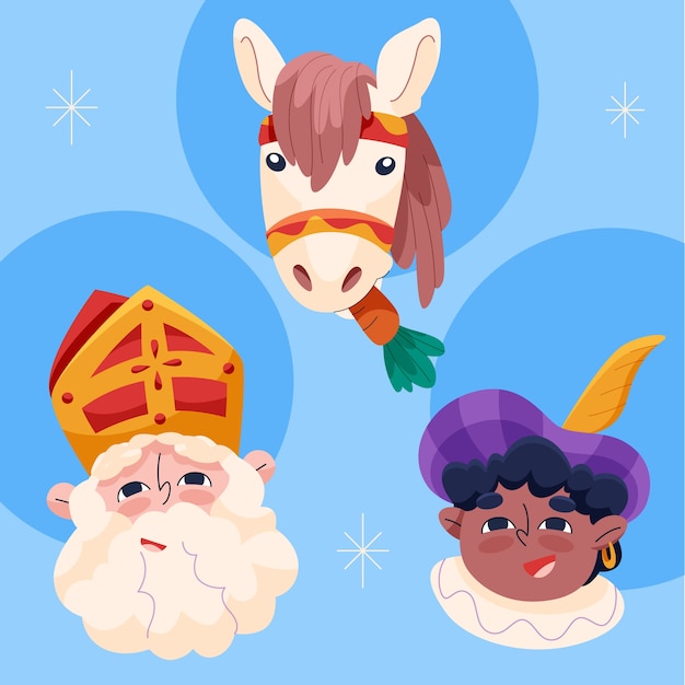 Colección de elementos sinterklaas planos