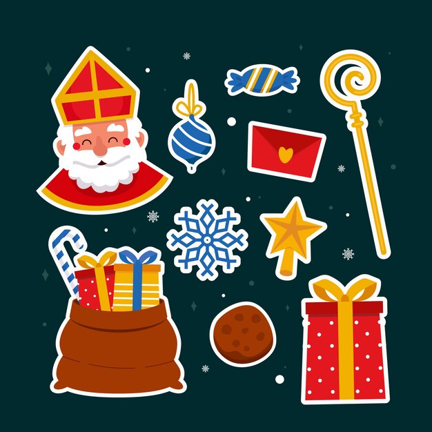 Colección de elementos sinterklaas planos