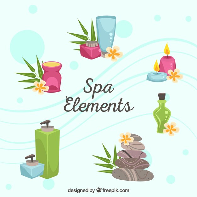 Vector gratuito colección de elementos de spa en diseño plano