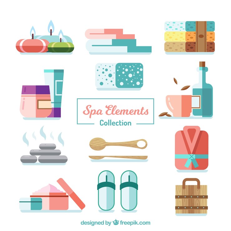 Vector gratuito colección de elementos de spa en diseño plano