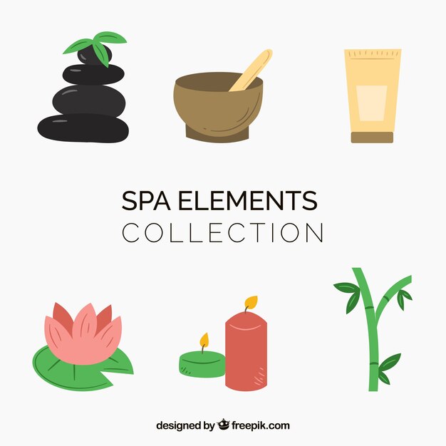 Colección de elementos de spa con líquidos aromáticos