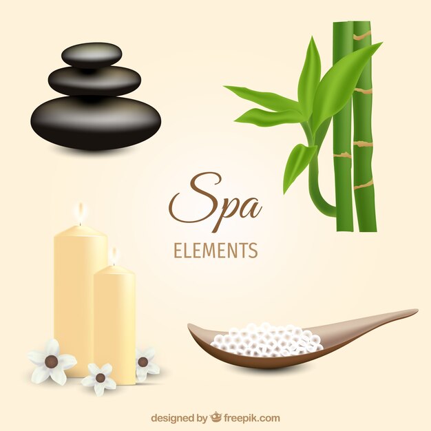 Colección de elementos de spa realistas