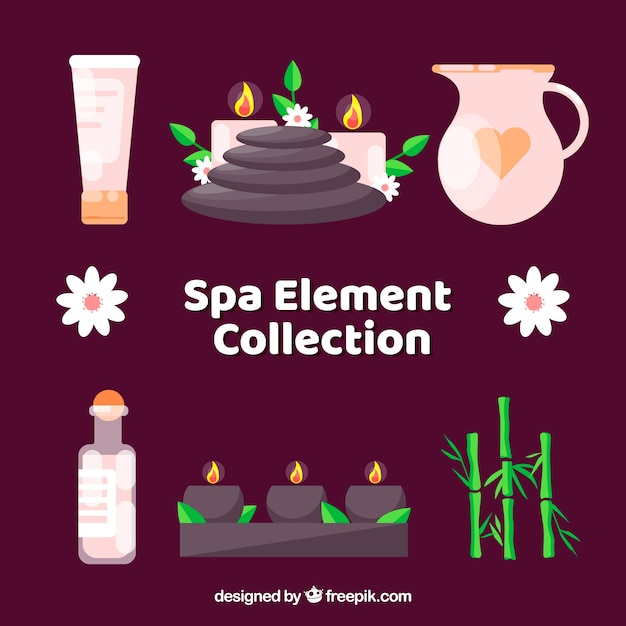 Colección de elementos de spa
