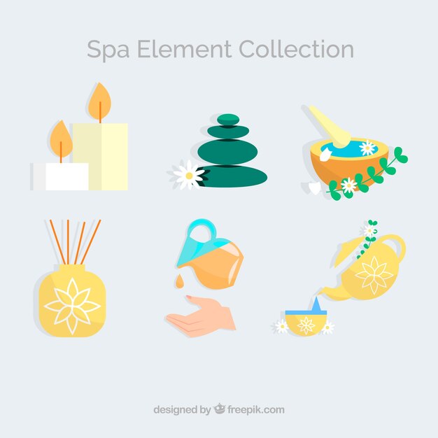 Colección de elementos de spa