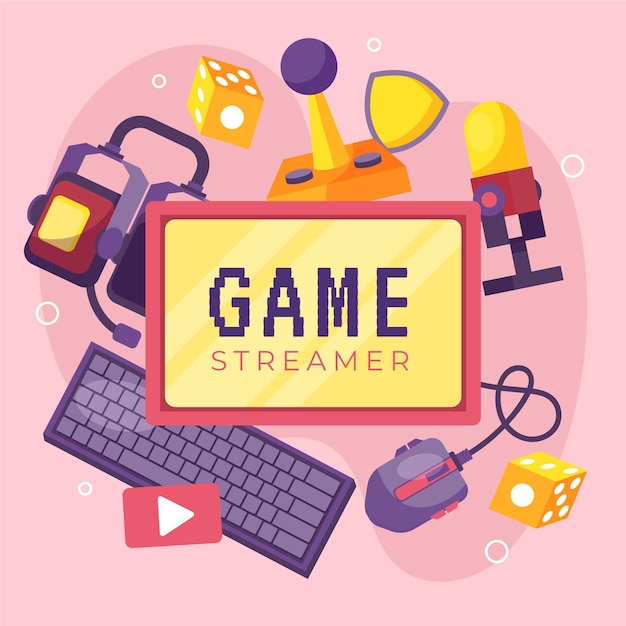 Vector gratuito colección de elementos de streamer de juego plano orgánico