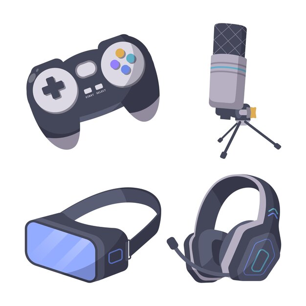 Colección de elementos de streamer de juego plano