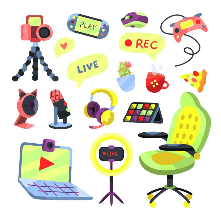 Vector gratuito colección de elementos de streamer de juegos de dibujos animados