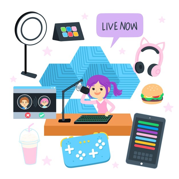 Colección de elementos de streamer de juegos de dibujos animados