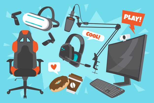Colección de elementos de streamer de juegos