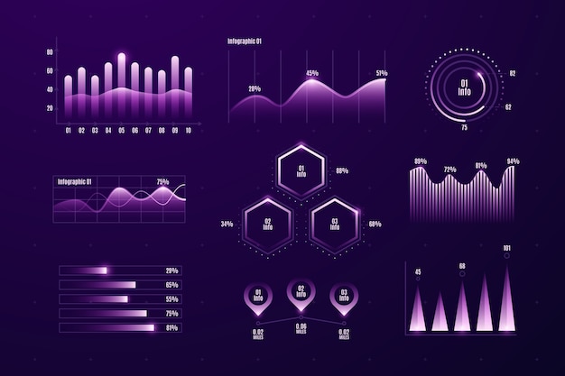 Vector gratuito colección de elementos del tablero de degradado