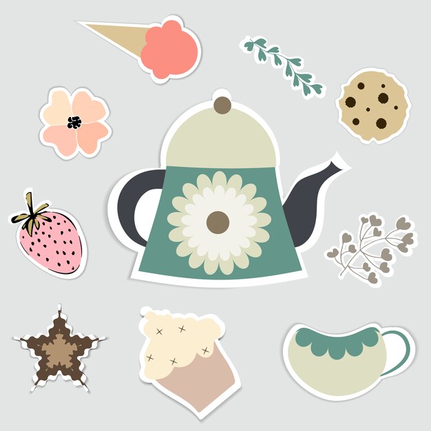 Vector gratuito colección de elementos de té