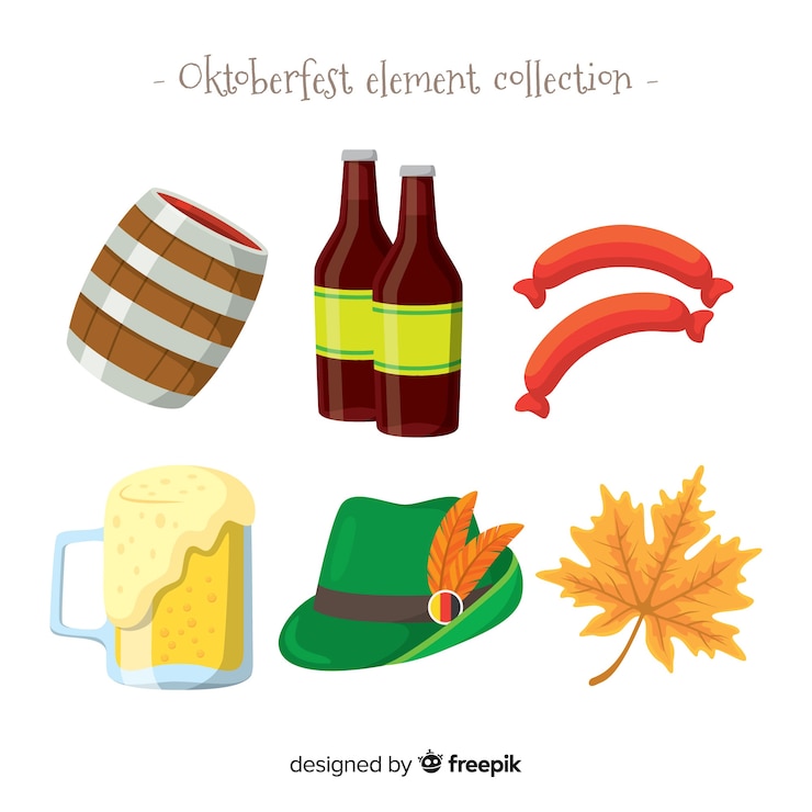 Vector gratuito colección de elementos tradicionales del oktoberfest con diseño plano
