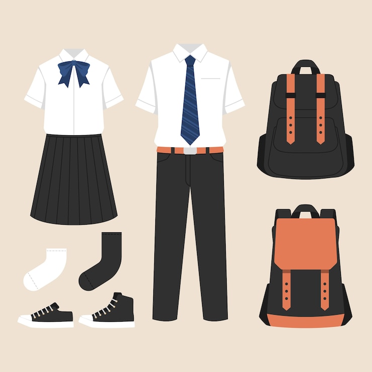 Vector gratuito colección de elementos de uniformes escolares dibujados a mano
