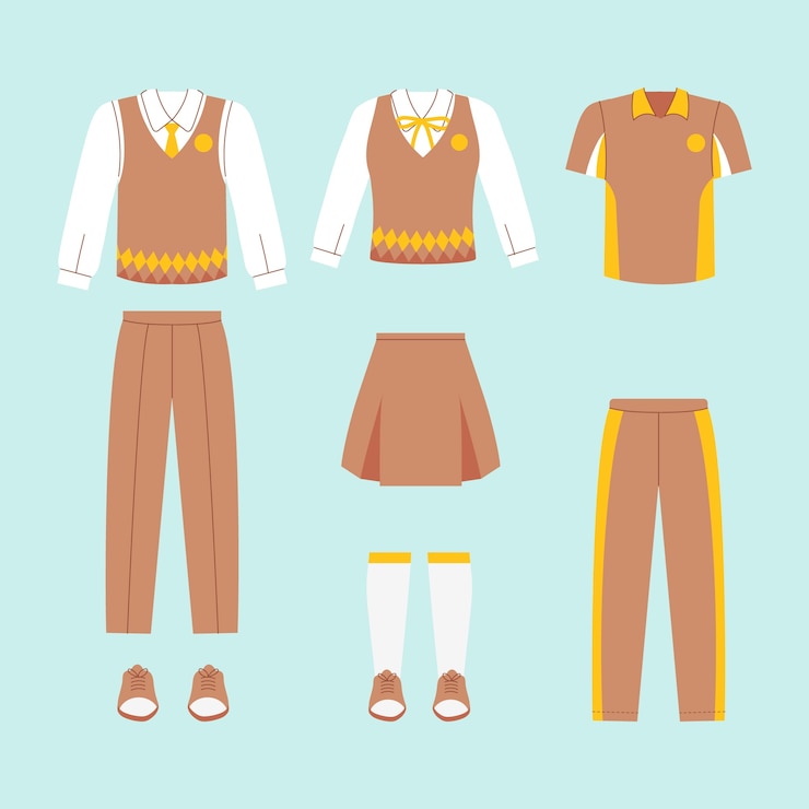 Vector gratuito colección de elementos de uniformes escolares dibujados a mano