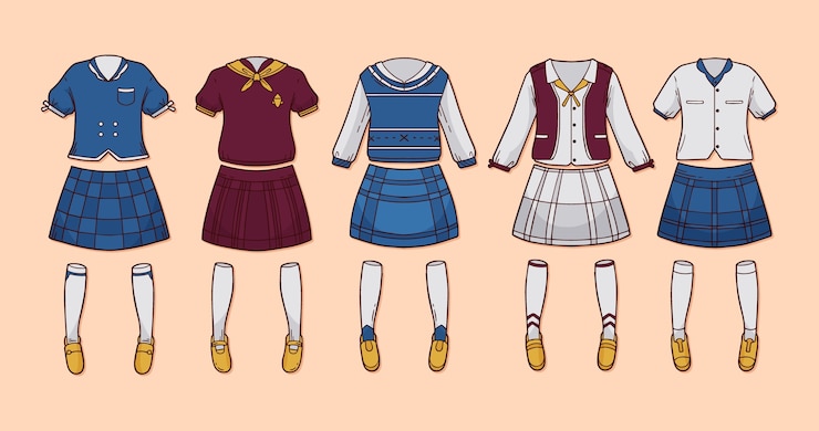 Vector gratuito colección de elementos de uniformes escolares dibujados a mano