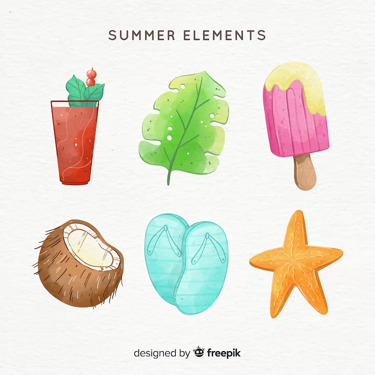 Vector gratuito colección de elementos veraniegos