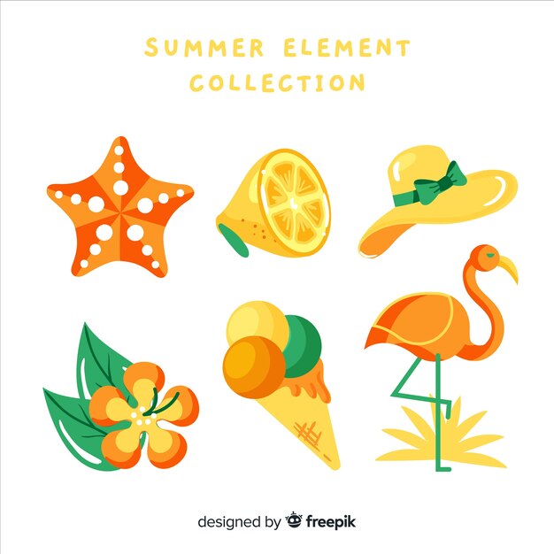 Colección de elementos veraniegos
