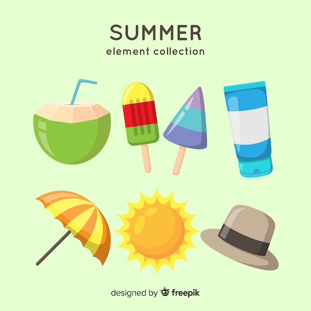 Colección de elementos veraniegos