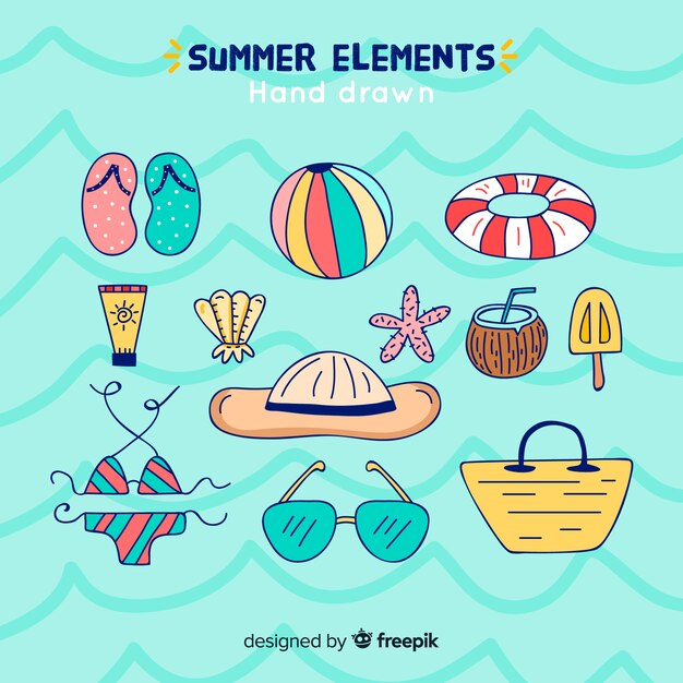 Colección de elementos veraniegos
