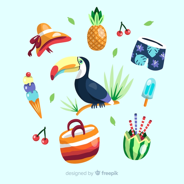 Vector gratuito colección de elementos veraniegos