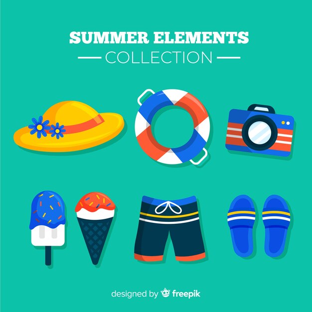 Colección elementos de verano coloridos