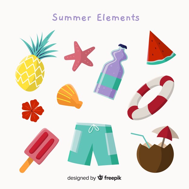 Colección elementos de verano coloridos